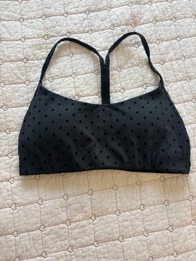 NWOT Black Polka Dot Lululemon Flow Y Bra Light Support, A/B Cup Evolve Flocked